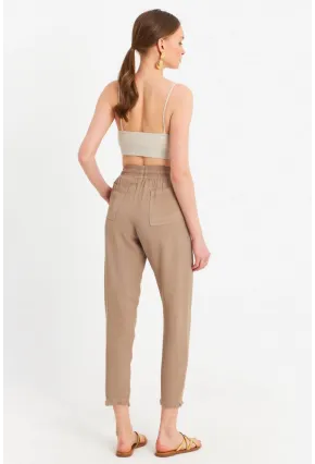 Kadın Vizon Beli Lastikli Tensel Pantolon SUN201