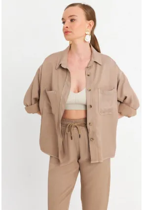 Kadın Vizon Tensel Gömlek SUN202