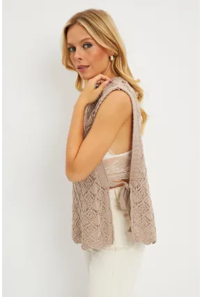 Kadın Vizon Yanları Bağlamalı Ajurlu Süveter YV226