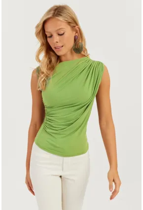 Kadın Yeşil Büzgülü Bluz YZ625
