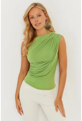 Kadın Yeşil Büzgülü Bluz YZ625