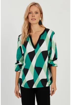 Kadın Yeşil Desenli Bluz AYD292