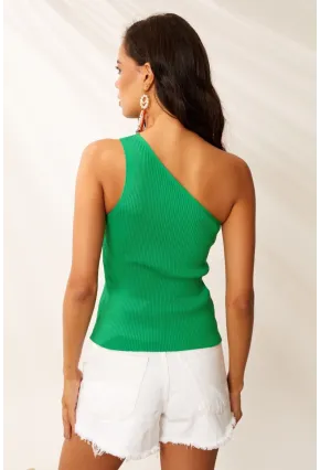 Kadın Yeşil Tek Omuz Triko Bluz YV90