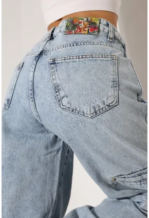 Açık Mavi Geniş Paça Jean Pantolon