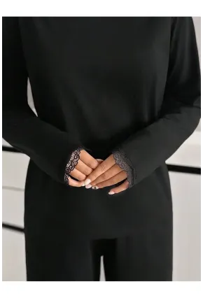 Dantel Detay Premium Siyah Suprem Pijama