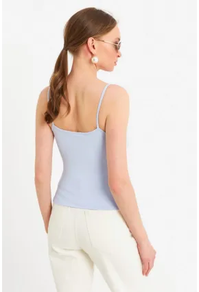 Kadın Açık Mavi Askılı Basic Atlet FLS06