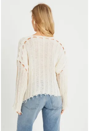 Kadın Ajurlu Triko Bluz Taş YZ618