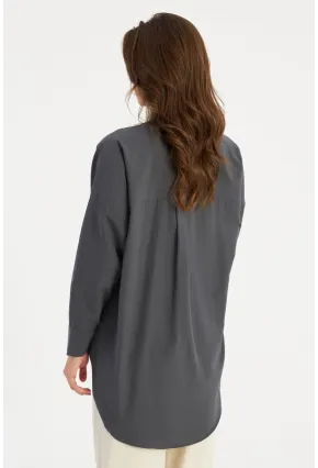 Kadın Antrasit Zımbalı Gömlek MASF1