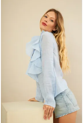 Kadın Bebe Mavi Fırfırlı Gömlek DMR487