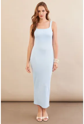 Kadın Bebe Mavi Kare Yaka Midi Elbise DMR295-90