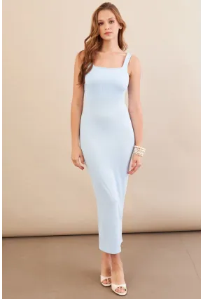 Kadın Bebe Mavi Kare Yaka Midi Elbise DMR295-90