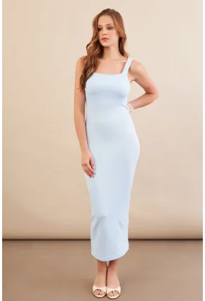 Kadın Bebe Mavi Kare Yaka Midi Elbise DMR295-90