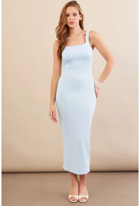 Kadın Bebe Mavi Kare Yaka Midi Elbise DMR295-90