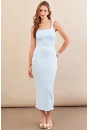 Kadın Bebe Mavi Kare Yaka Midi Elbise DMR295-90