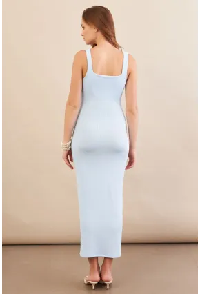 Kadın Bebe Mavi Kare Yaka Midi Elbise DMR295-90