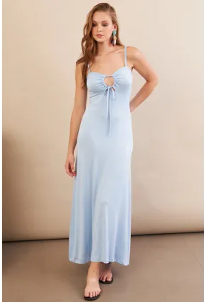 Kadın Bebe Mavi Önü Pencereli Midaxi Elbise EY3114