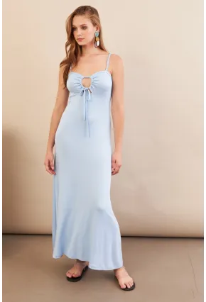 Kadın Bebe Mavi Önü Pencereli Midaxi Elbise EY3114