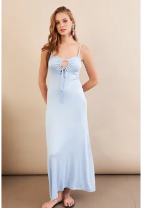 Kadın Bebe Mavi Önü Pencereli Midaxi Elbise EY3114