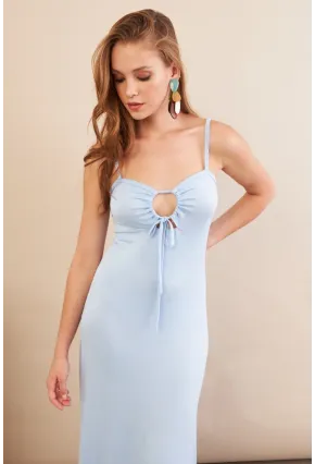 Kadın Bebe Mavi Önü Pencereli Midaxi Elbise EY3114