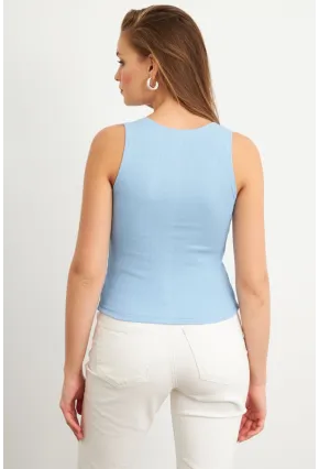 Kadın Bebe Mavi Patlı Kaşkorse Bluz MK02