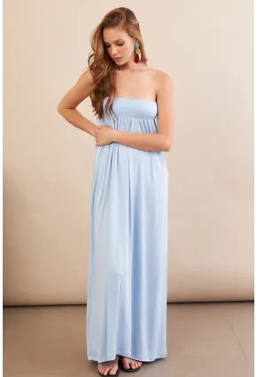 Kadın Bebe Mavi Straplez Midi Elbise EY3111