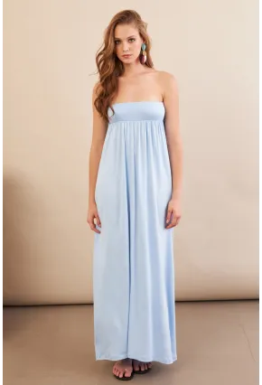 Kadın Bebe Mavi Straplez Midi Elbise EY3111