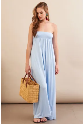 Kadın Bebe Mavi Straplez Midi Elbise EY3111