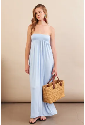 Kadın Bebe Mavi Straplez Midi Elbise EY3111