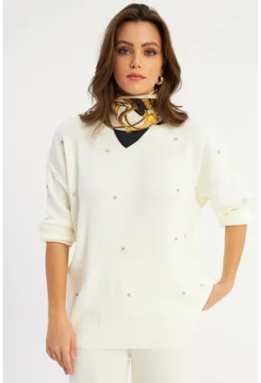 Kadın Bej Taşlı Alt Üst Takım MYİL10