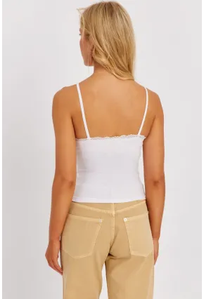 Kadın Beyaz Askılı Dantelli Bluz MK03-90