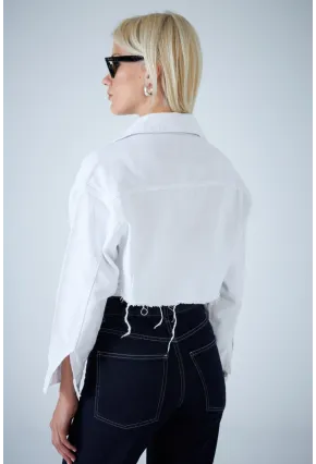 Kadın Beyaz Kısa Denim Ceket TSS103