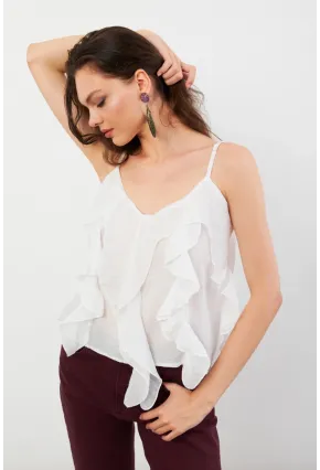 Kadın Beyaz Krinkıl Bluz SOL1504