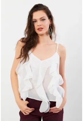 Kadın Beyaz Krinkıl Bluz SOL1504