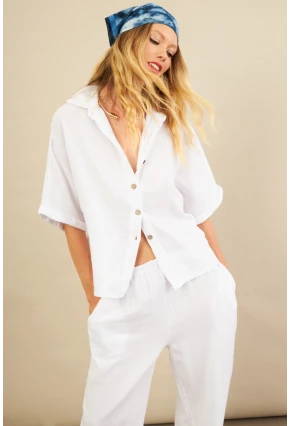Kadın Beyaz Müslin Gömlek BTY101