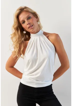 Kadın Beyaz Sırtı Damla Yılbaşı Bluz LPP5043