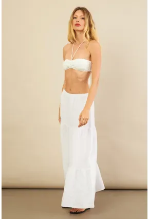 Kadın Beyaz Yırtmaçlı Müslin Etek ÖM7016