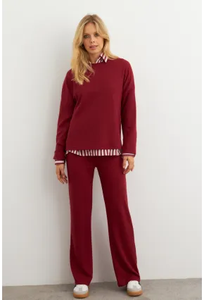 Kadın Bordo Alt Üst Pantolon Takım COL28