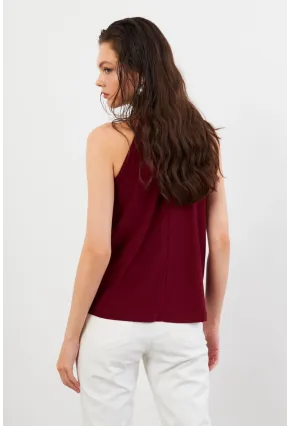 Kadın Bordo Halter Yaka Bluz LPP1273