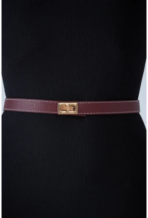 Kadın Bordo Kilit Tokalı Kemer VEA080