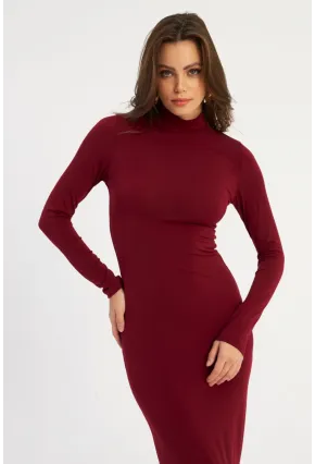 Kadın Bordo Maxi Elbise MLİK100