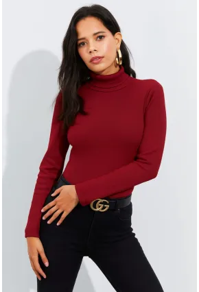 Kadın Bordo Sırtı V Balıkçı Bluz EY1106