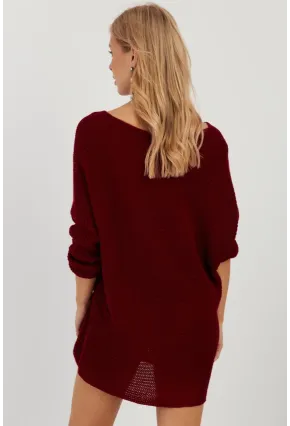 Kadın Bordo Triko Kazak SMT223