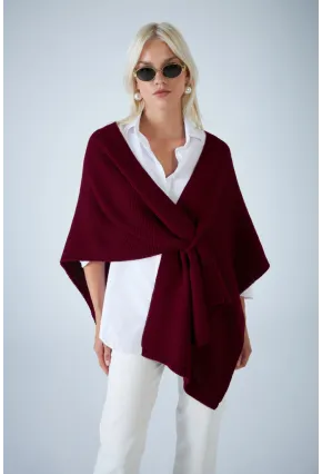 Kadın Bordo Triko Şal YV358