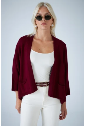 Kadın Bordo Yarasa Kol Hırka YV357