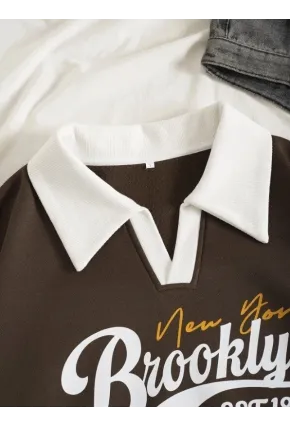 Kadın Brooklyn Retro Kolej Sweatshirt Kahverengi