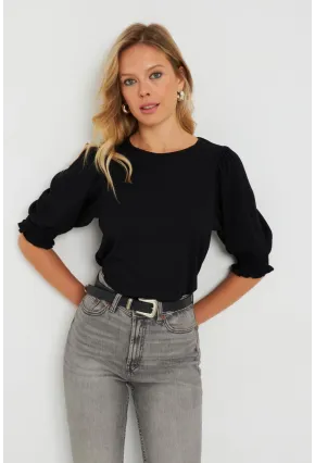 Kadın Bürümcük Bluz Siyah AYD285