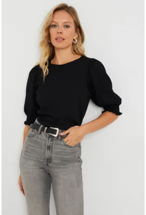 Kadın Bürümcük Bluz Siyah AYD285