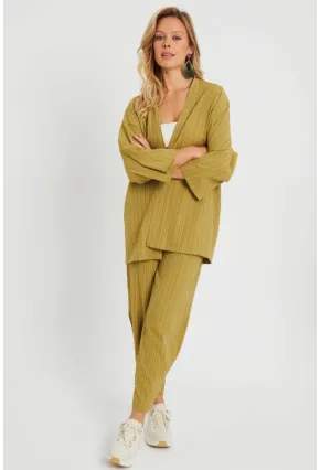 Kadın Bürümcük Kimono Takım Haki Q983