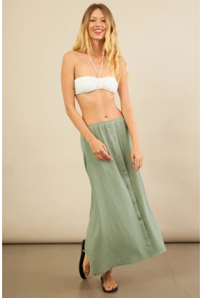 Kadın Çağla Cepli Müslin Midi Etek BTY103
