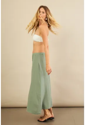 Kadın Çağla Cepli Müslin Midi Etek BTY103